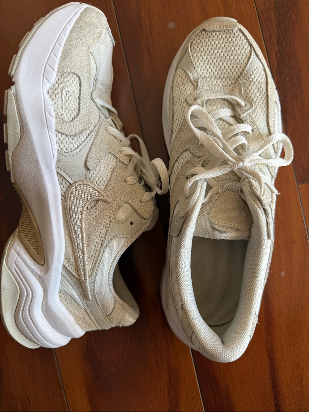 Nike Cream/White Kids Lace-Up Sneakers